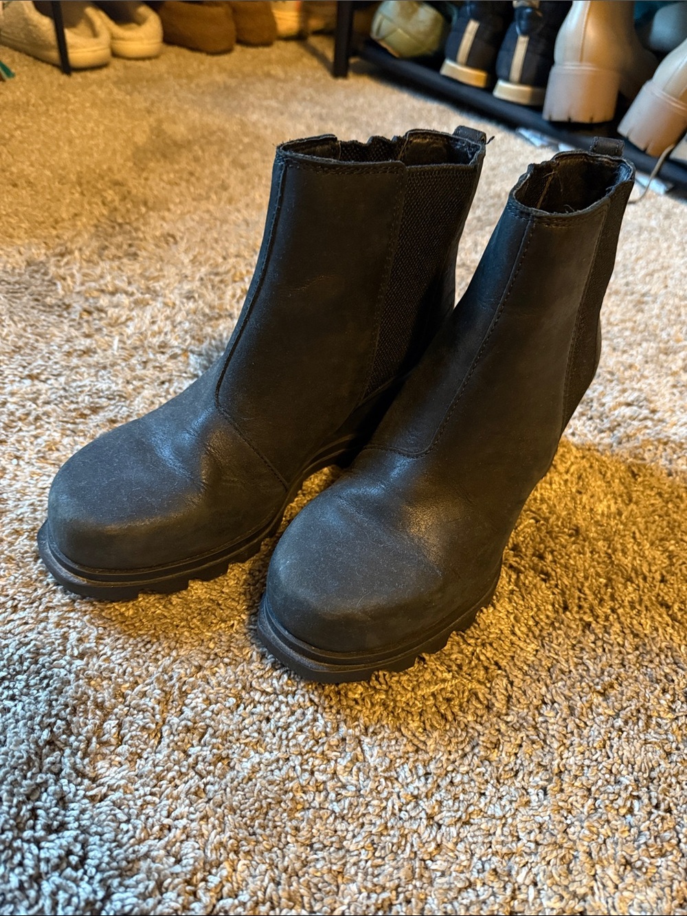 Sorel Black Chelsea Lug-Soled Ankle Boots